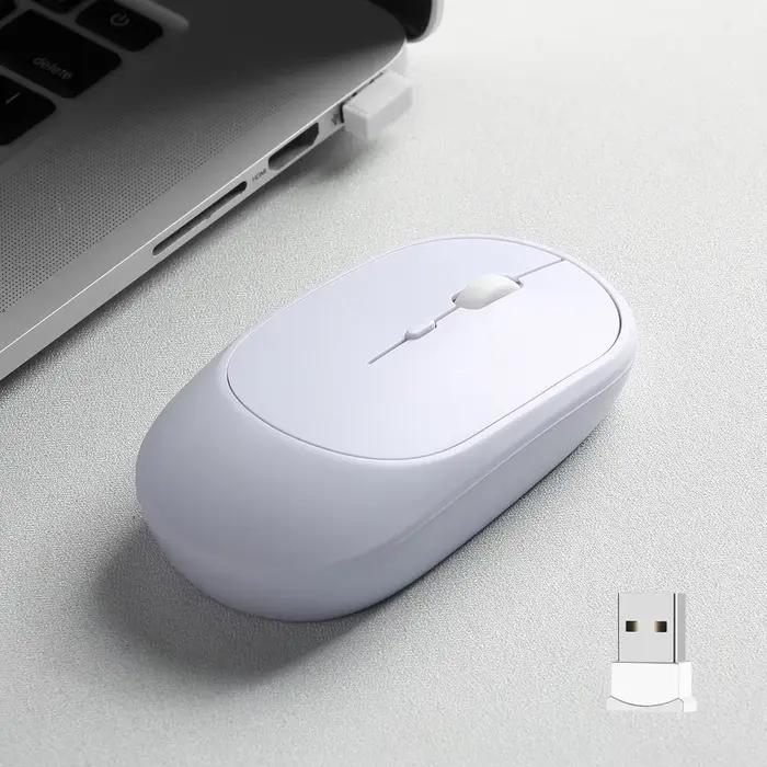 Souris sans fil rechargeable, double mode, compatible Bluetooth, 2.4 ghz, pour ordinateur portable, 