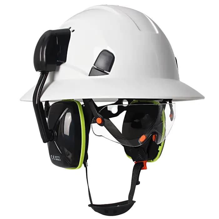 Casque de sécurité à bord complet CE avec lunettes, protège-oreilles, casque rigide de Construction,