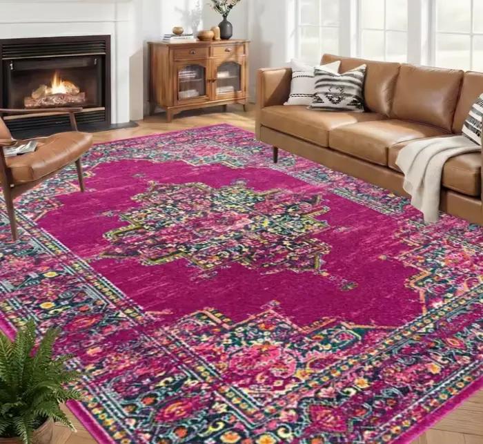 Tapis de luxe en velours - Tapis bohème rétro, avec dos antidérapant, idéal pour les zones très fréq