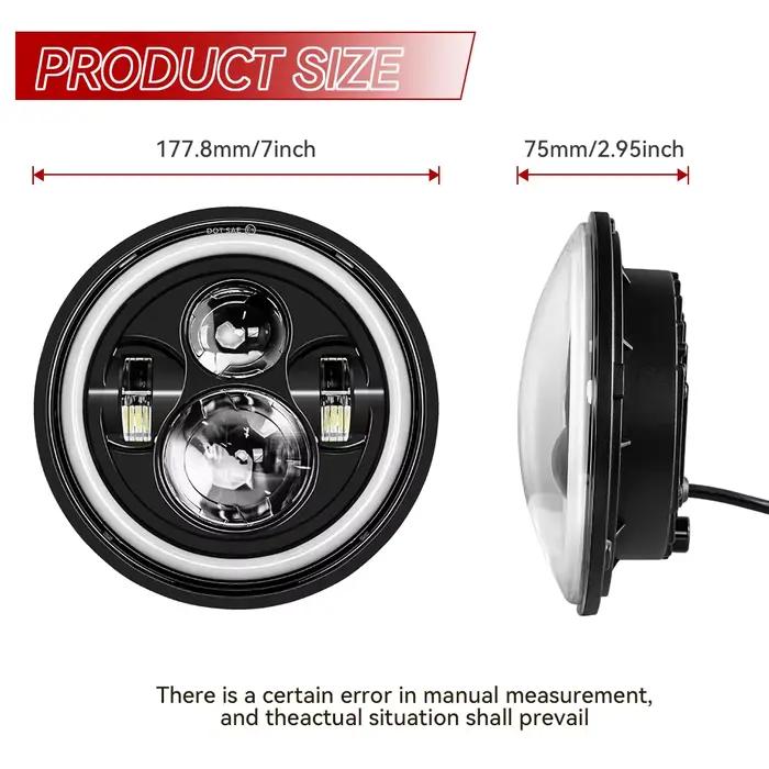 Phare LED de 7 pouces + phares antibrouillard 4.5 pouces, support de 7 pouces, pièces d'anneau de mo