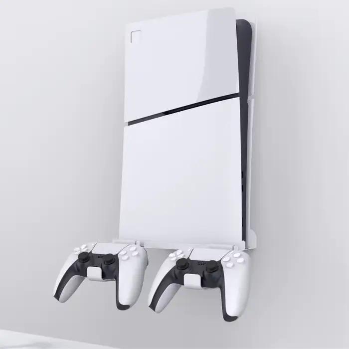 Support mural pour console PS5 Slim Series, avec 2 crochets pour manettes et 1 autocollant d'alignem