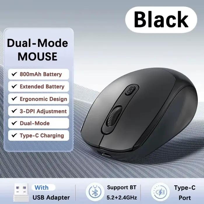 Souris ergonomique sans fil, compatible Bluetooth avec souris d'ordinateur double Mode 2.4GHz, avec 