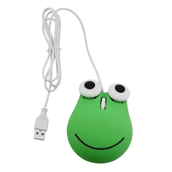 Souris filaire USB pour enfants, design ergonomique, animal vert, forme de grenouille, filaire, ordi
