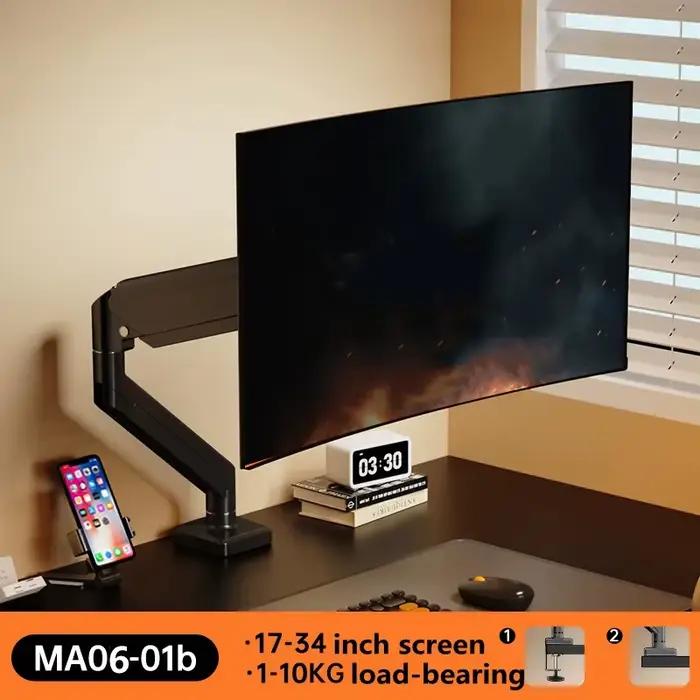 Support de montage pour moniteur unique pour écrans 14′′–32′′ Bras de moniteur réglable en hauteur a