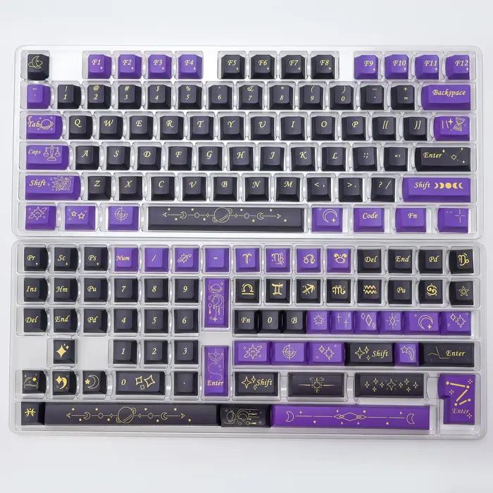 KBDiy 143 touches Stardust Prelude Keycap profil Cherry violet noir Alice espace divisé ISO PBT Keyc