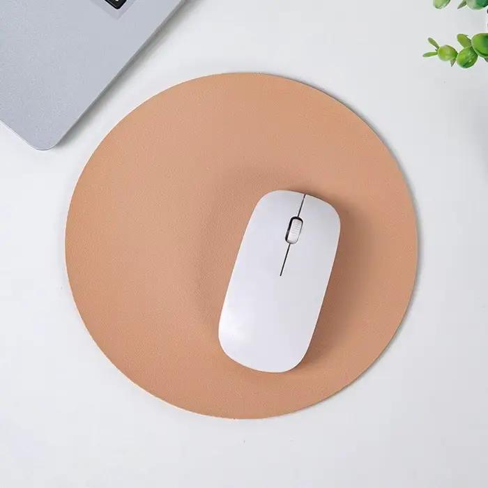 Tapis de souris en cuir double face au design simple, couleur unie, imperméable, rond, résistant aux