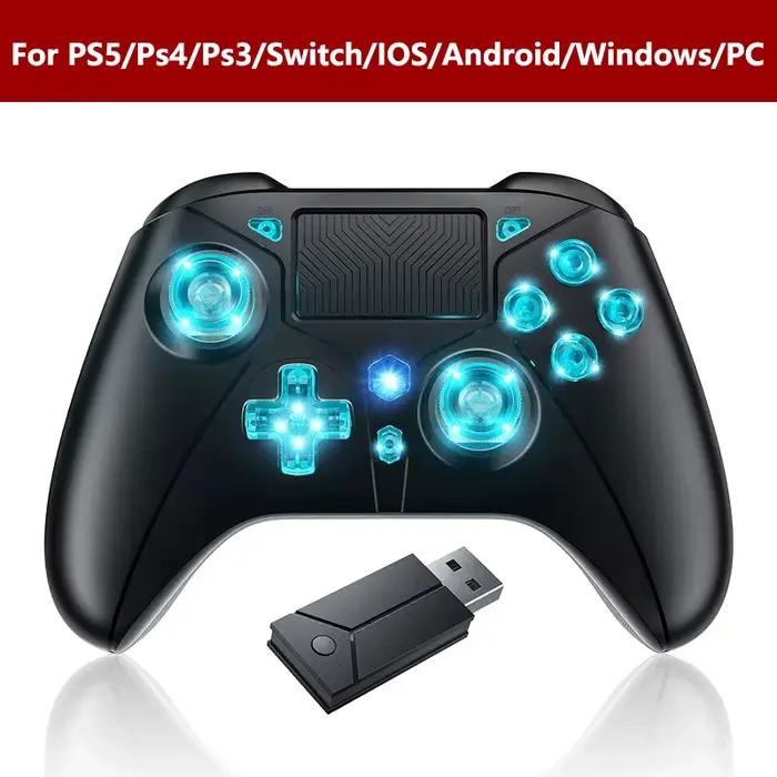 Manette de jeu sans fil pour console PS5/PC, contrôleur 6 axes gyroscopique à double vibration à eff