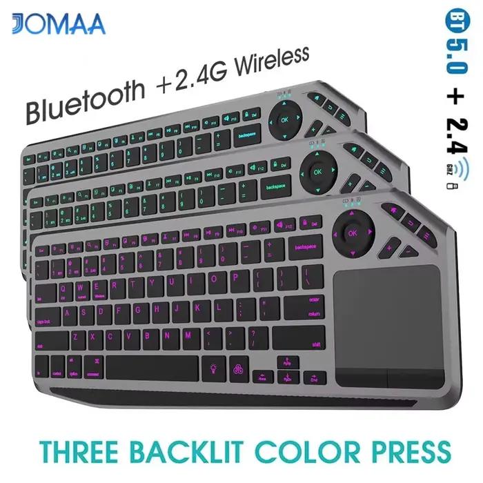 Clavier sans fil Bluetooth avec pavé tactile, rétroéclairage 7 couleurs, clavier Trackpad Rechargeab