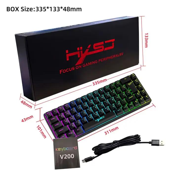Clavier russe à sensation mécanique, 68 touches, clavier gamer lumineux coloré, clavier filaire USB 