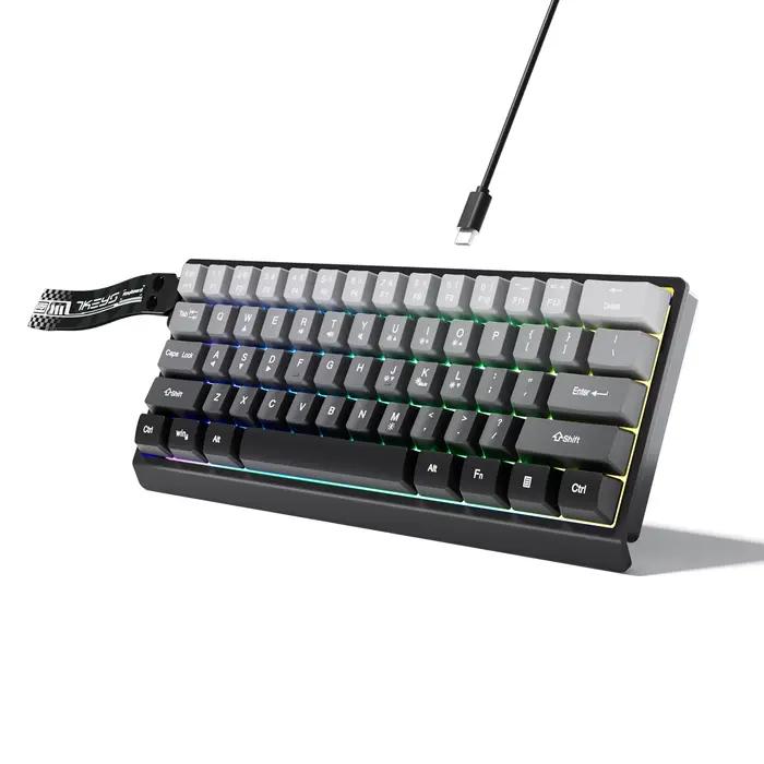 Clavier filaire compact à 60 % avec rétroéclairage RVB et touches de couleur dégradée, adapté aux ta