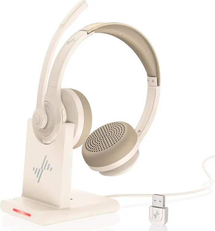 JIAMQISHI EH02P casque sans fil avec Microphone antibruit AI casque Bluetooth V5.2 avec Dongle USB, 