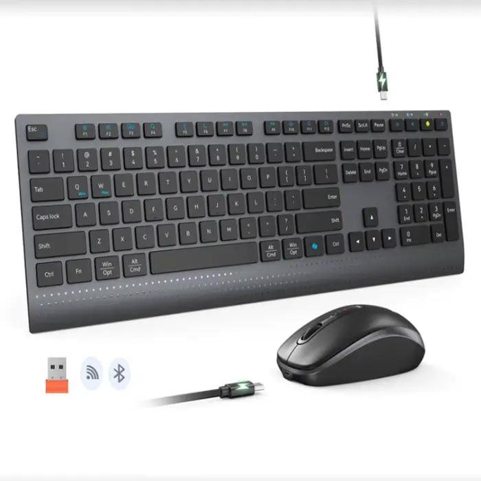 Ensemble clavier et souris sans fil double mode 2.4G/Bluetooth, ensemble clavier et souris rechargea