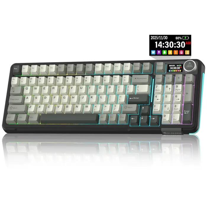 Clavier mécanique SOLAKAKA A99 Pro avec écran LCD, bouton métallique, clavier de jeu sans fil, clavi
