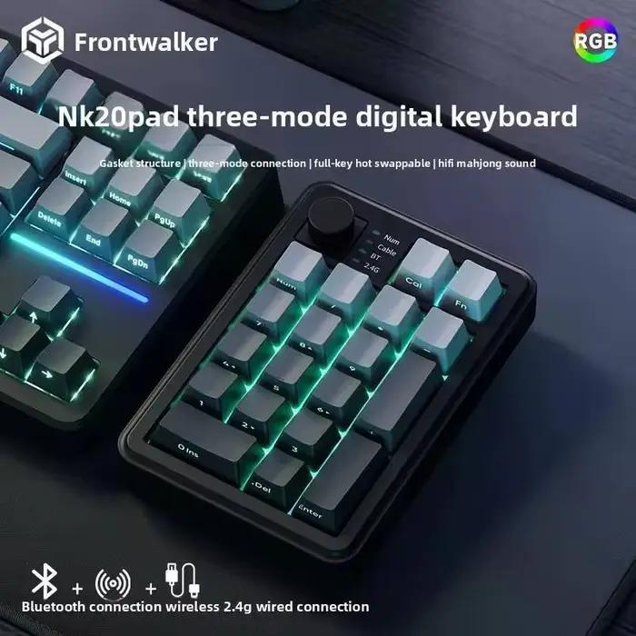 Clavier numérique sans fil Bluetooth NK20PAD, tri-mode, structure Gasket, gravure latérale, clavier 