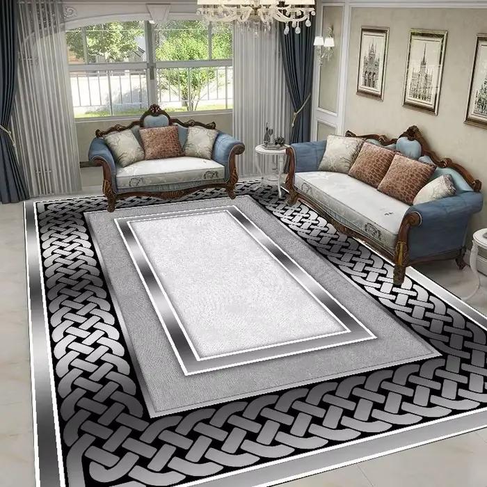 Tapis géométriques or et noir, style nordique de luxe, pour salon, chambre, table de chevet, grand t