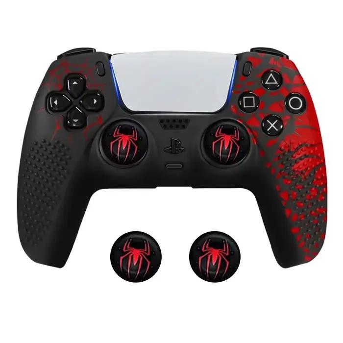 Coque de protection en silicone pour manette PS5 avec grip en caoutchouc pour joysticks, autocollant