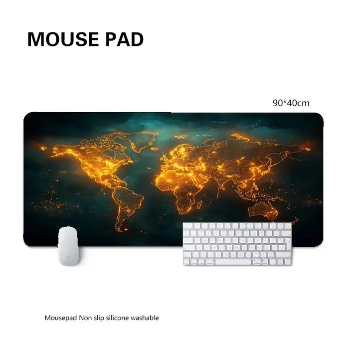 Tapis de souris avec carte du monde, pour ordinateur portable, clavier, bureau, grand tapis de burea