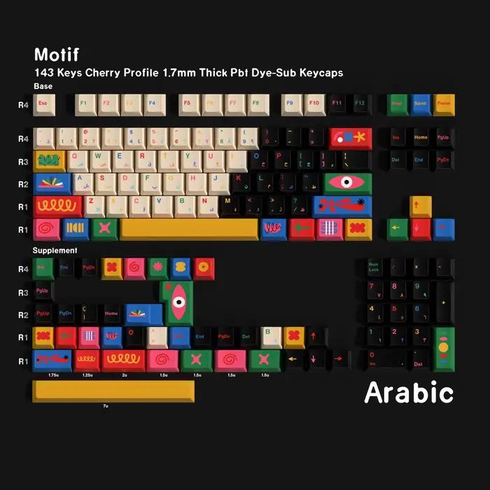 GMK Motif Keycaps colorant sous allemand coréen espagnol arabe français russe ISO ANSI grand ensembl