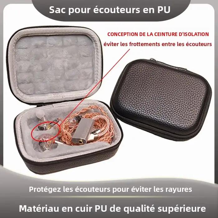 Sac pour écouteurs, pochette pour écouteurs, rangement pour écouteurs, sac en cuir pour écouteurs, é