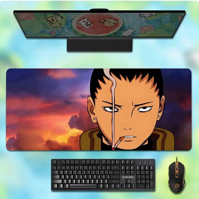 Cool N-Nara Shikamaru Tapis de souris de jeu antidérapant avec bords cousus, grand tapis de bureau p