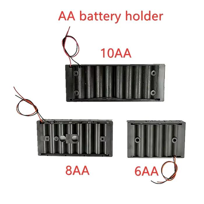 Boîtier de rangement pour piles AA 6, 8, 10AA, 10 emplacements, avec câble, pour piles 9V, 12V, 15V,