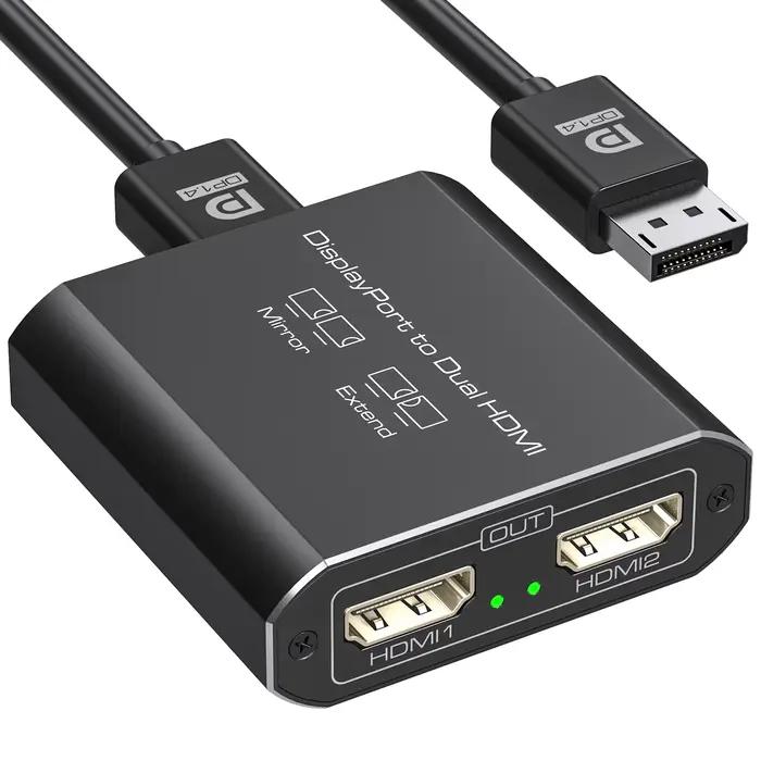Répartiteur Displayport vers double moniteurs DP 4K @ 120Hz HDMI 4K @ 60Hz 1 entrée 2 sorties affich