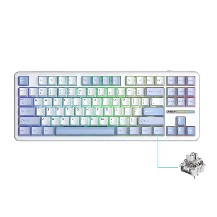 AULA F87 Pro clavier mécanique 2.4g/Usb/Bluetooth Tri Mode sans fil 87 touches Rgb Pbt joint 5 couch