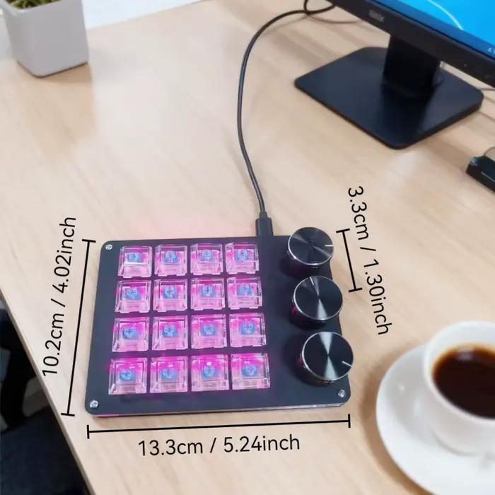 Mini clavier personnalisable avec 3 boutons rotatifs + 16 touches, Mode multicouche, conception de b