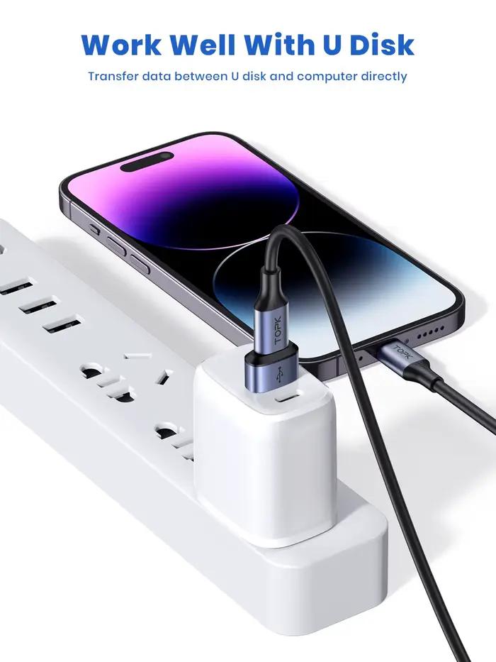 TOPK-Adaptateur USB C vers USB mâle AT13, USB femelle (Type-C) vers USB 2.0 mâle (USB-A), charge rap