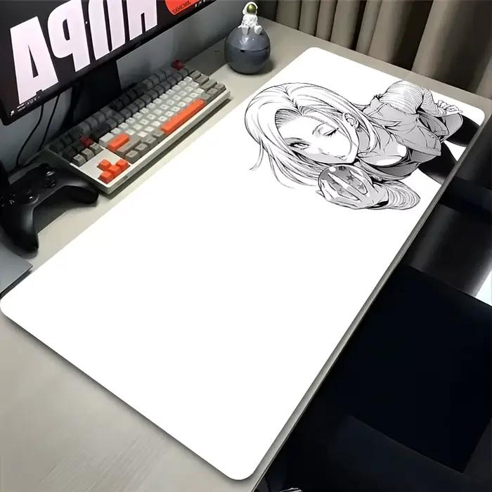 Grand tapis de souris Dragon Ball Android 18, tapis de bureau pour fille, accessoires de jeu pour PC