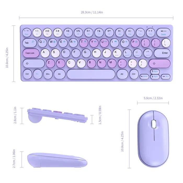 Clavier et souris sans fil colorés 2.4G, machine à écrire ergonomique de petite taille, combinaison 