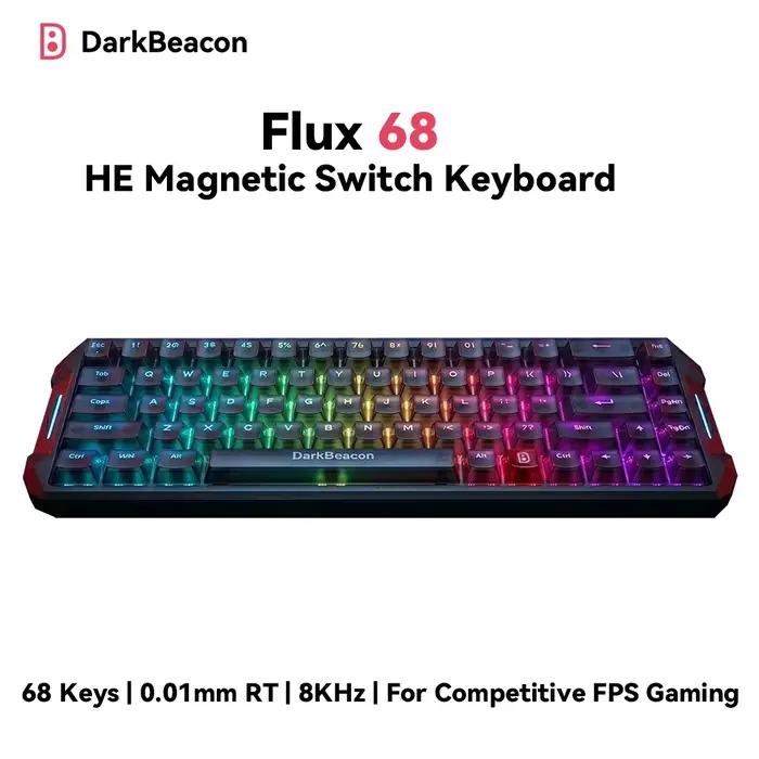 Clavier de jeu magnétique DarkBeacon 65% HE Flux 68 filaire RGB à structure Gasket Hot Swappable pou