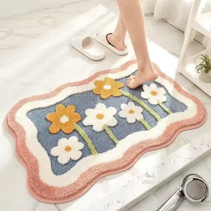 Tapis de bain antidérapant en fausse laine douce, séchage rapide, résistant à la saleté, pour baigno