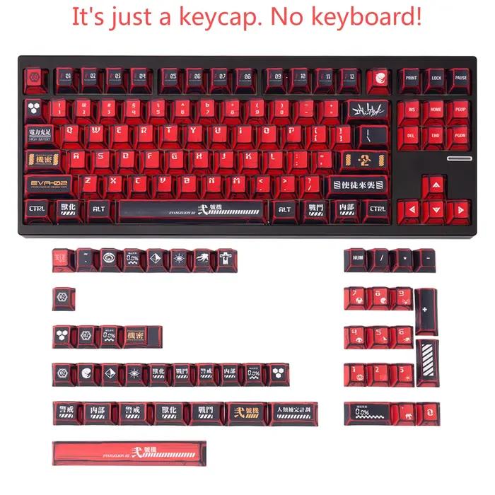 Kit de capuchons de touches Manga rouge noir cerise, PBT 129 touches Mx Switch HI75 HI8 68 F99 104 6