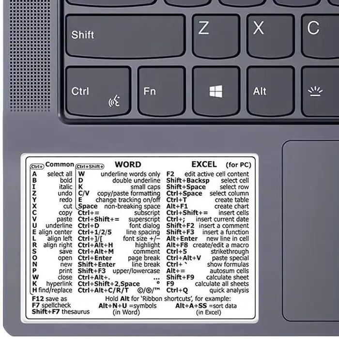 Autocollant de raccourci de clavier de référence pour ordinateur portable, autocollant décoratif pra