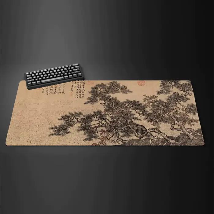 Tapis de souris Texture marron, Art Simple, grand ordinateur de bureau, Gamer, XXL, en caoutchouc, a