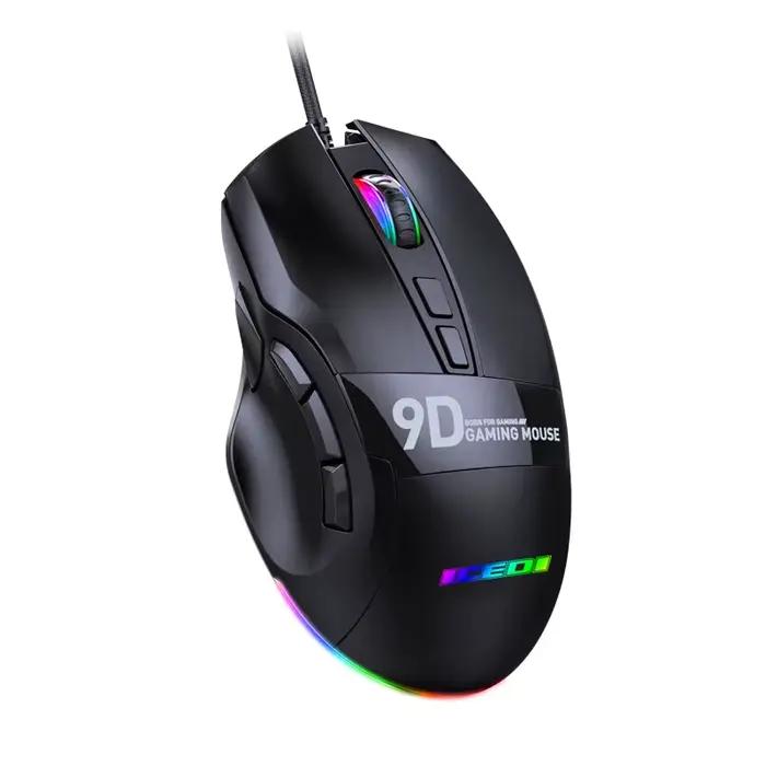 Souris de jeu à programmation macro, 7200 DPI, rétroéclairage couleur, bouton de tir, 9 touches, sou