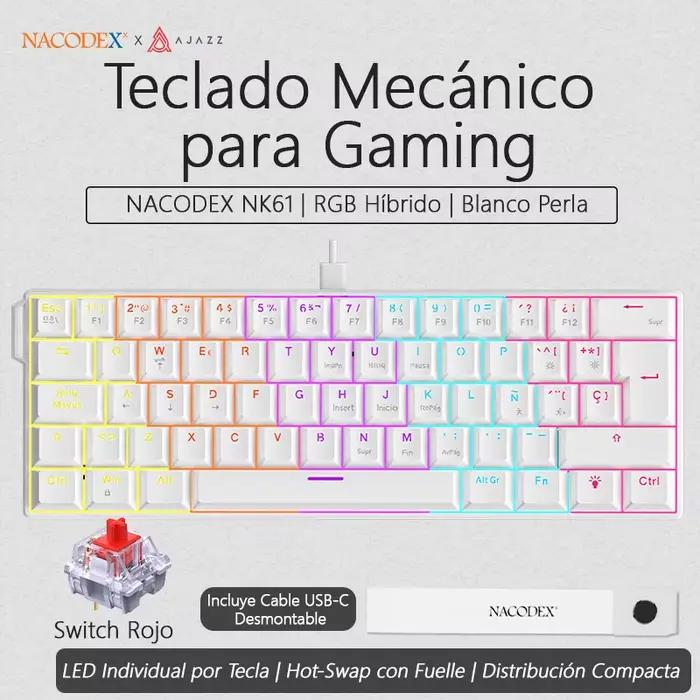 Clavier mécanique filaire AJAZZ NK61 avec disposition espagnole, 61 touches, prend en charge le remp