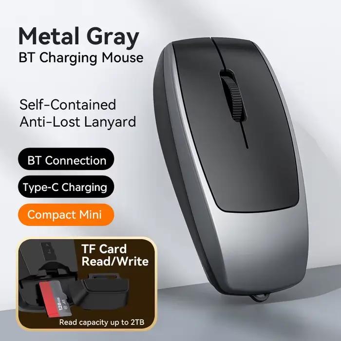 Mini souris Bluetooth sans fil, Support de lecture et d'écriture de carte TF, souris Rechargeable de