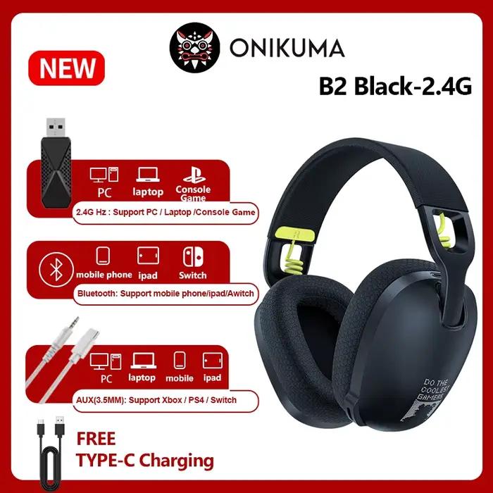 2025 nouveau casque de jeu sans fil Onikuma B2 pour PS5 PS4 PC 2.4GHz casque de jeu USB avec micro c