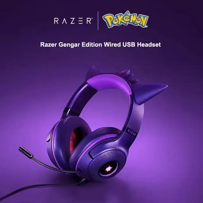 Razer Pokemon Gengar Edition RGB Kraken Kitty V2 Casque de jeu USB filaire - Pilotes TriForce 40 mm 