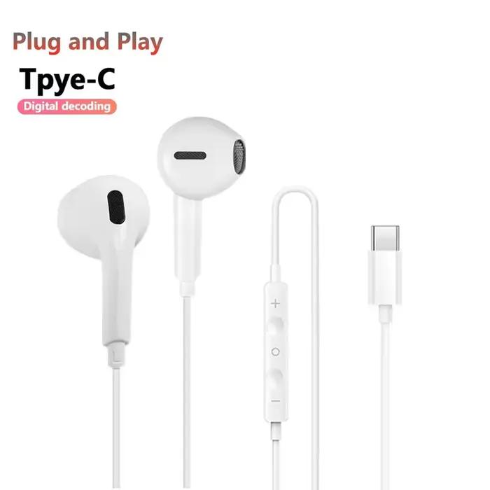 Écouteurs Type C originaux, écouteurs filaires USB C intra-auriculaires pour Apple iPhone 17 Air 15 