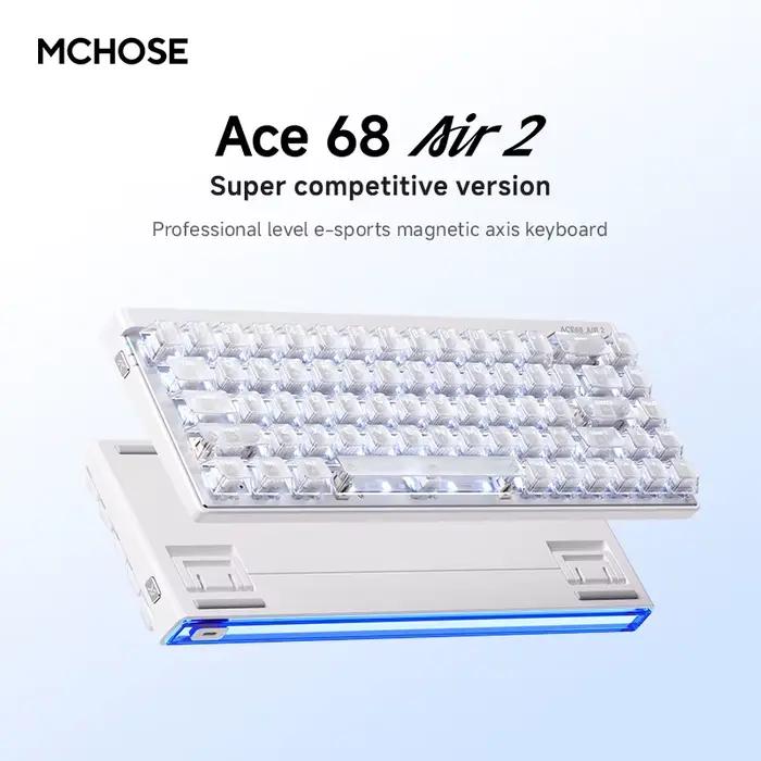Clavier mécanique magnétique MCHOSE Ace68 Air 2 avec touches transparentes, 8K+256K, faible latence 