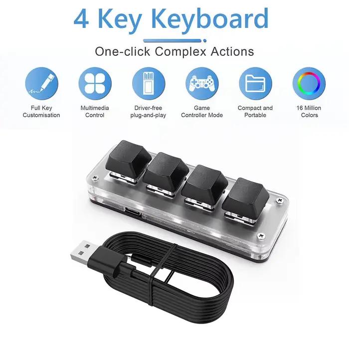 Sans Fil Bluetooth/USB 12 Clé 2 Bouton Clavier Mécanique Clavier De Jeu Raccourci Programmable Clavi