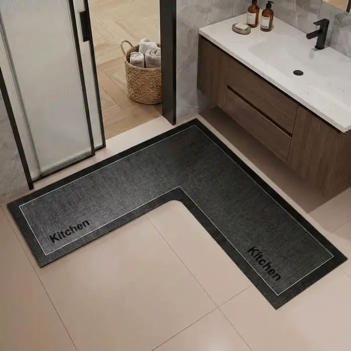 Tapis de cuisine de luxe en forme de L, absorbant l'eau, lavable, tapis de salle de bain, résistant 