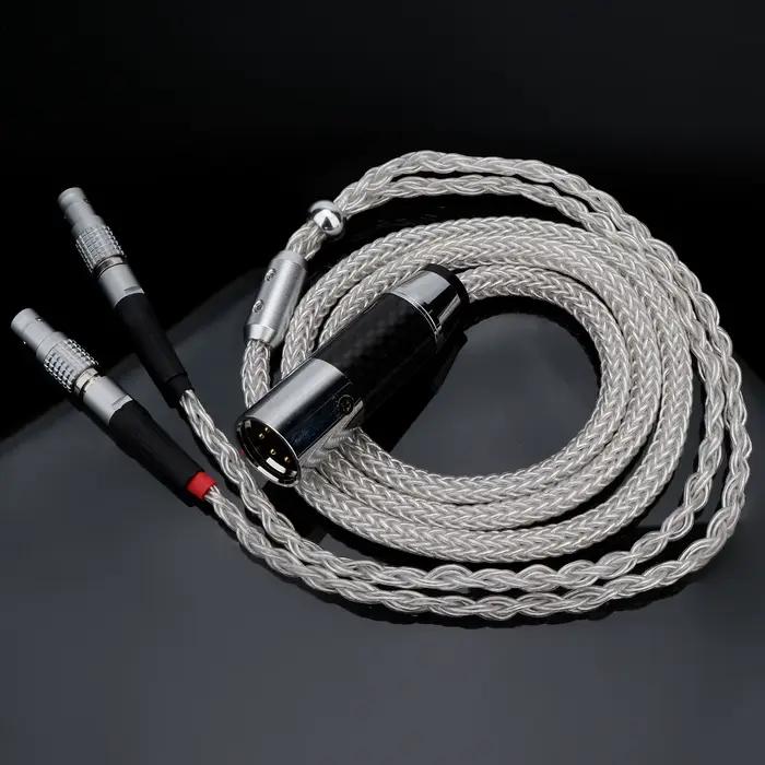Câble de casque en argent pur, 16 cœurs, Focal, Utopia, Fidelity, LYumaural, Sauna, Phone, 4 broches