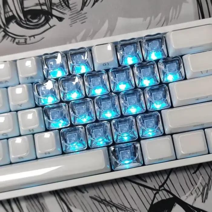 Nouvelles touches de clavier Super New Heart 2026, 21 touches transparentes en PC bicolore, profil O