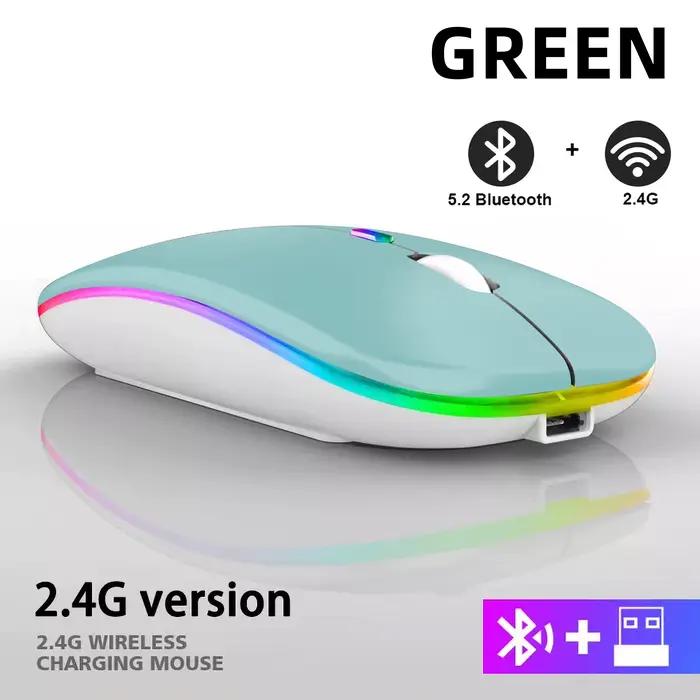 Souris sans fil Bluetooth Rechargeable avec 2.4GHz USB RGB 1600DPI souris pour ordinateur portable t