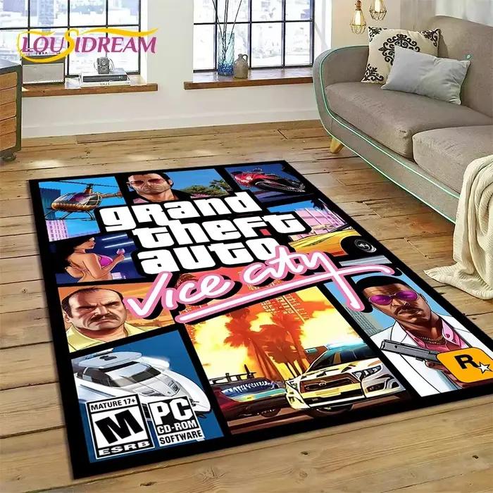 Tapis de jeu 3D GTA Grand Theft Auto pour chambre à coucher, salon, décoration de canapé, tapis de s