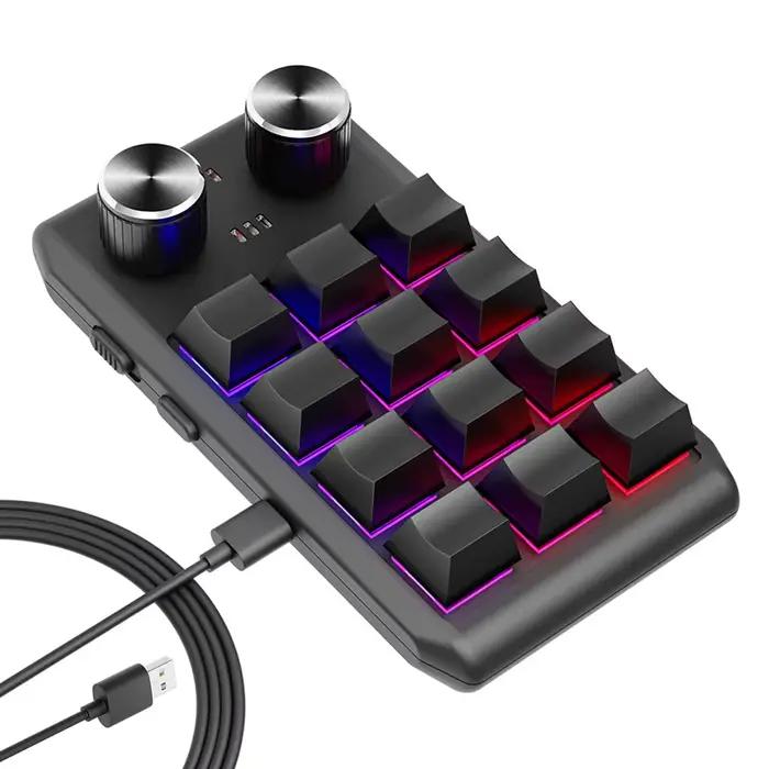 Mini clavier de programmation personnalisé 12 touches 2 boutons programmation rvb bouton de jeu Macr